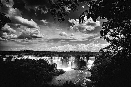 Black and White view of Iguazu Falls, Brazil photo