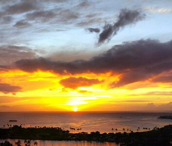 Sunset over the ocean in Honolulu, Hawaii