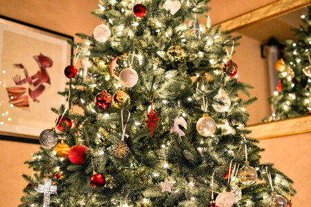 Christmas tree with many Ornaments photo