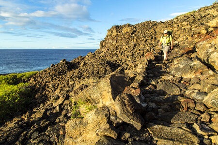 Backpacker on Puna Coast Trail