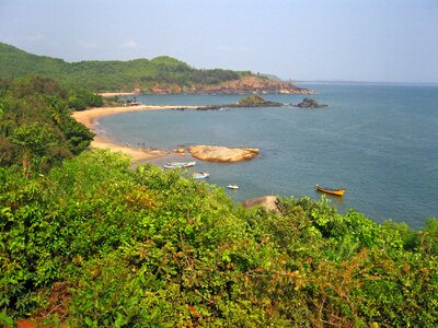 Om Beach. Natural coastline forms the main symbol of Hinduism photo