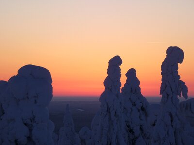 Lapland snow landscape sunset
