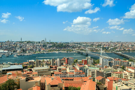 Cityscape and buildings under the blue sky in Istanbul, Turkey photo