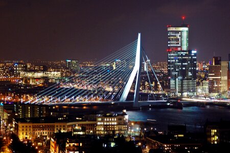 Night Time Cityscape of Rotterdam, Netherlands photo