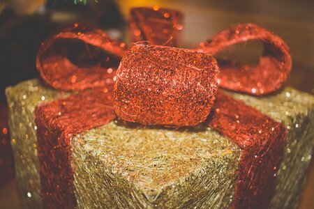 Christmas Present With Red Bow photo