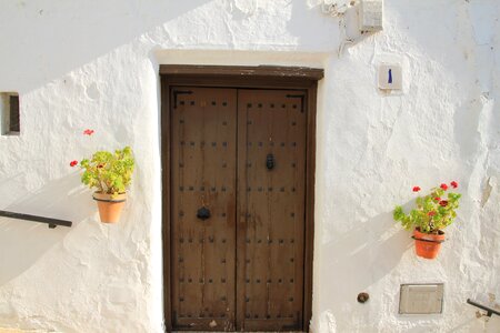 Front door white wall summer photo