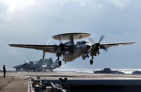 An E-2C andings during touch and go flight operations photo