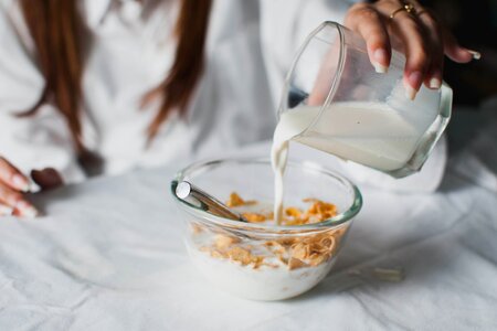 Woman with Breakfast Cereal photo