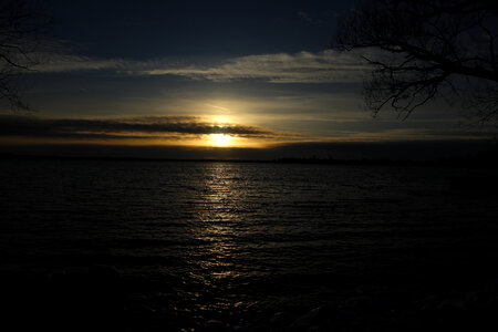 Scenic Sunset over the lake in Madison photo