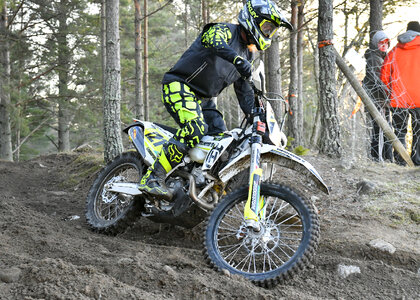 racer on mountain bike participates in race photo