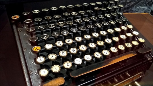 Antique Typewriter. Vintage Typewriter Machine Closeup