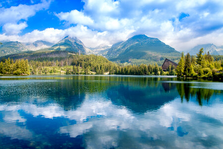 1 Mountain lake Strbske pleso in National Park High Tatra, Slovakia, Europe photo