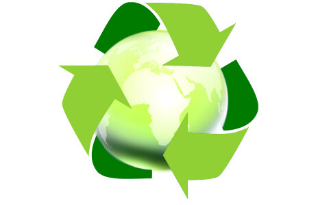 Arrow around the globe (recycle for the earth concept) photo