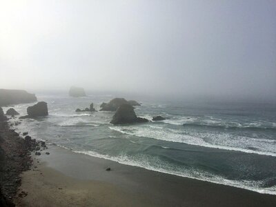 Beach coast fog photo