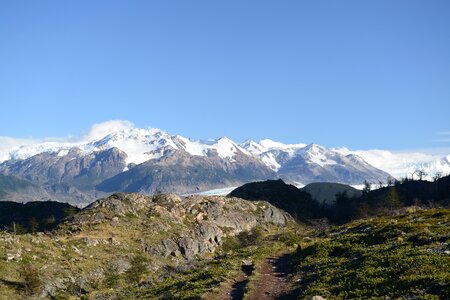 Majestic peaks of Los Kuernos over Lake Pehoe photo