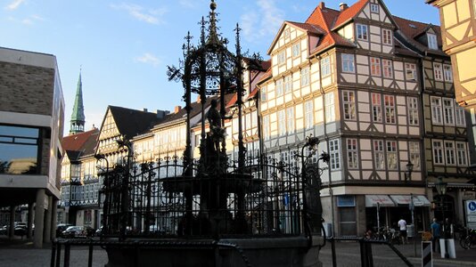 Historic center wood market fountain germany