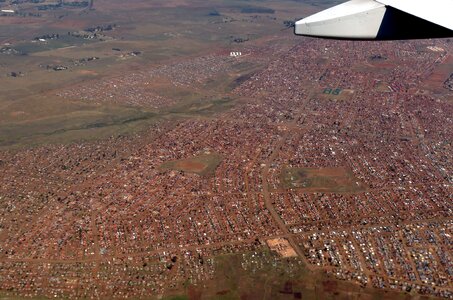 City flight aerial view