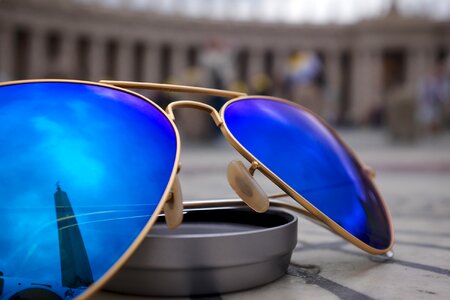 Sunglasses blue reflection photo