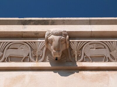 Mausoleum stone head