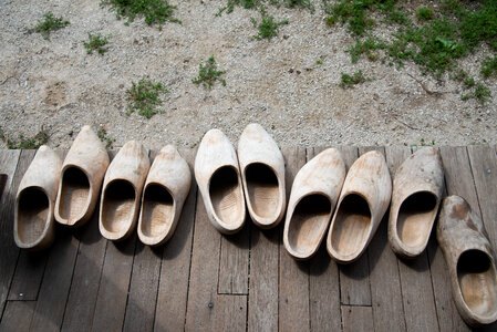 Wooden shoes on the front porch photo