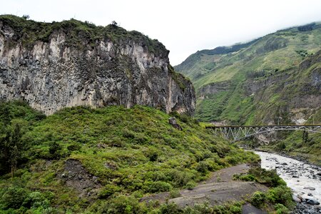 Mountain with waterfall photo