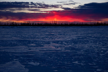 Sunset over the frozen lake-1