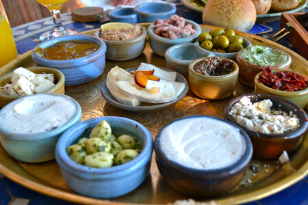 Many Dishes of Israeli Breakfast