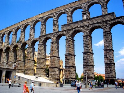 The famous ancient aqueduct in Segovia, Castilla y Leon, Spain photo