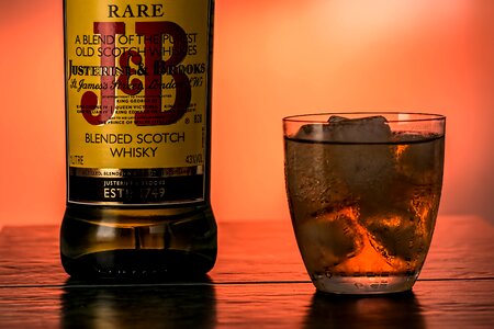 Scotch Whisky Bottle & Glass photo