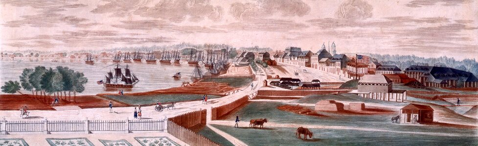 New Orleans Cityscape and port in 1803 in Louisiana photo