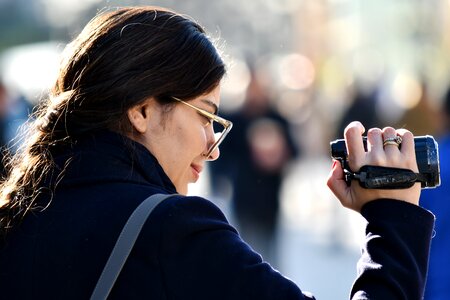Businesswoman camcorder confident
