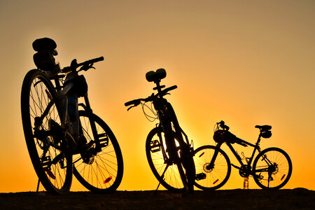 Bicycles in the sunset photo