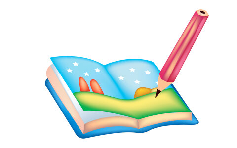 open book of cartoon on white background photo