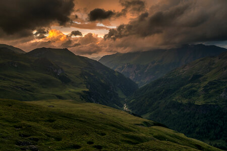 Red Clouds After Sunset in the Hills Landscape in Austria photo