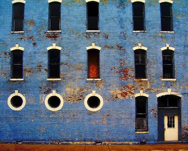 Rustic blue windows photo