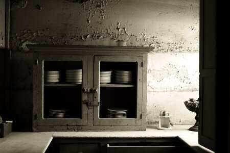 Plates cupboard black white