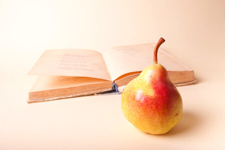 book and pear photo