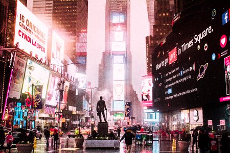 Times Square on rainy night. photo