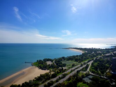 Chicago skyline lake shore photo