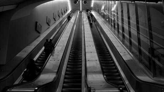 modern escalator in subway station