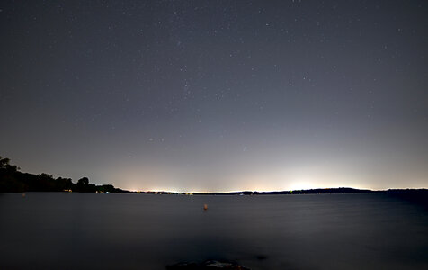 Stars in the sky above Lake Mendota photo