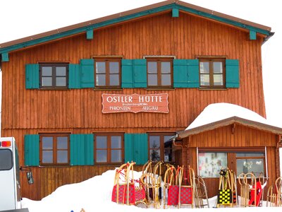 Fun toboggan ski lodge photo