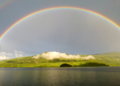 Rainbow over the landscape in British Columbia, Canada photo