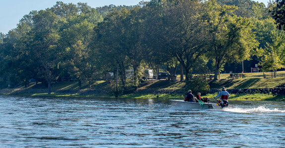 Group boating on White River, photo