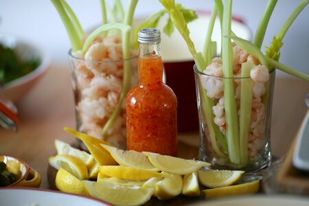 Delicious lemons shrimps photo
