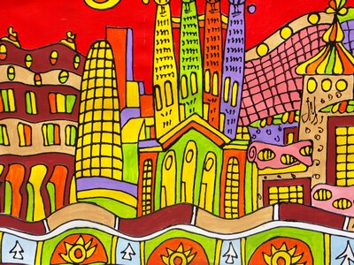 Houses art colorful