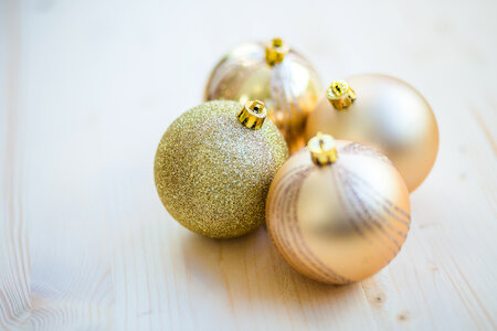 Christmas Baubles Wooden Table photo