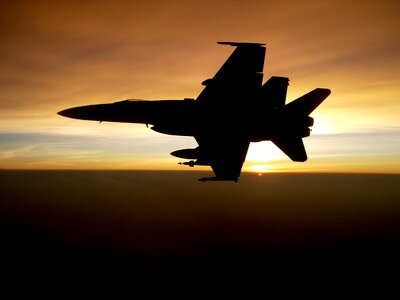 Sunset fighter plane photo