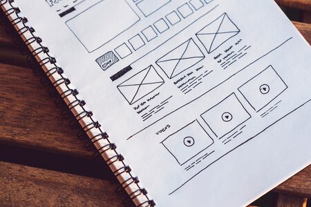 Web Design Wireframes on Paper photo