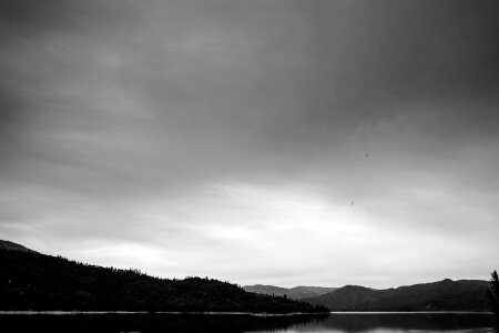 Black&white cloudy lakes photo